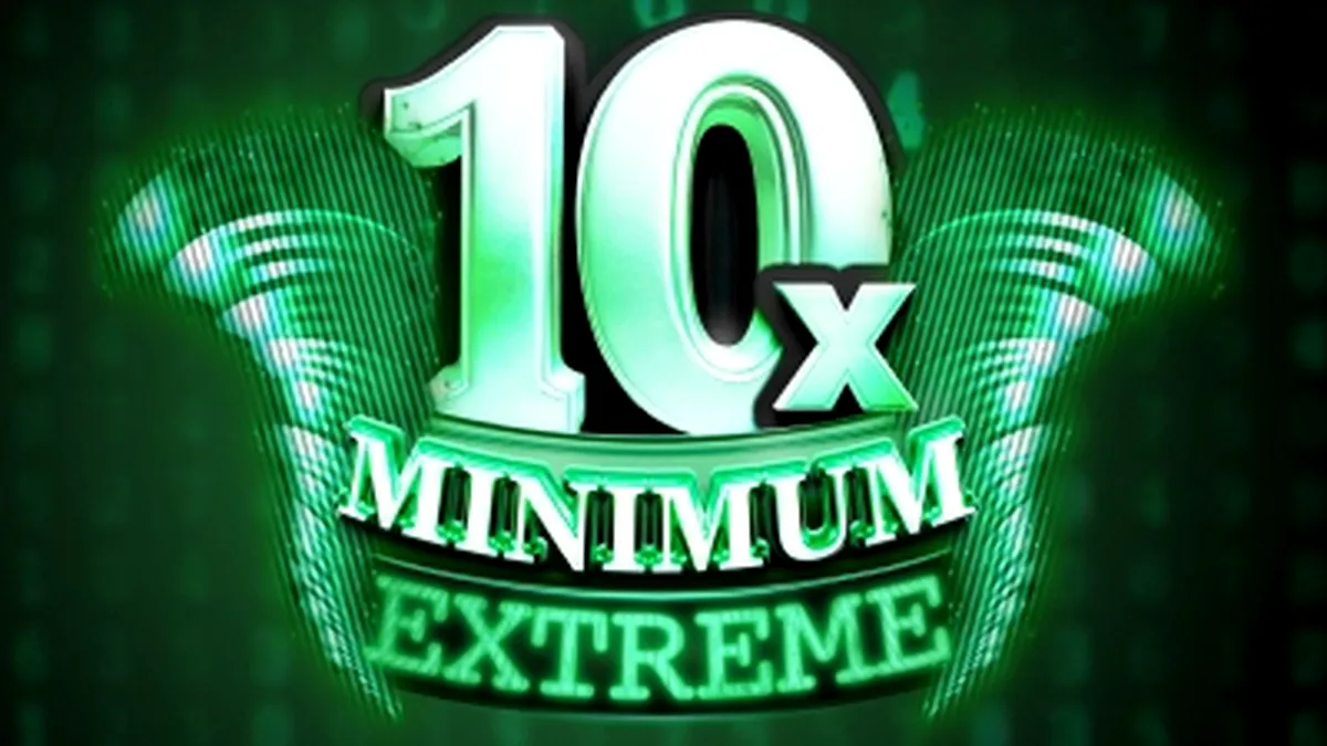 Tampilan layar slot 10x Minimum Extreme dengan desain retro neon