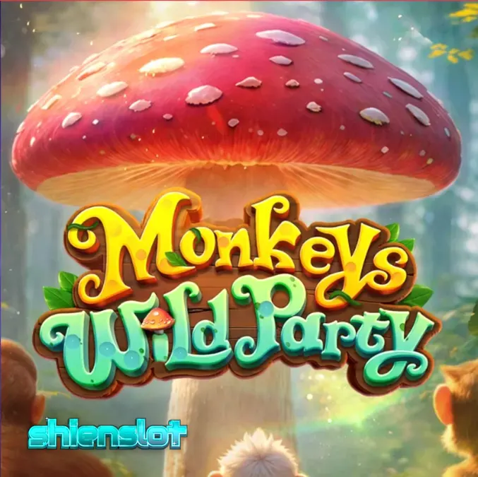 Tampilan visual slot Monkeys Wild Party dengan tema hutan tropis dan simbol primata.